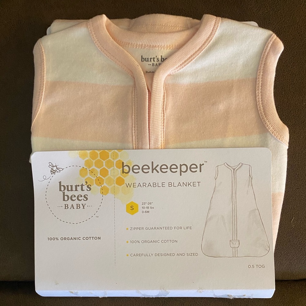 Burt's Bees Baby Peach and Cream Striped Wearable Blanket
